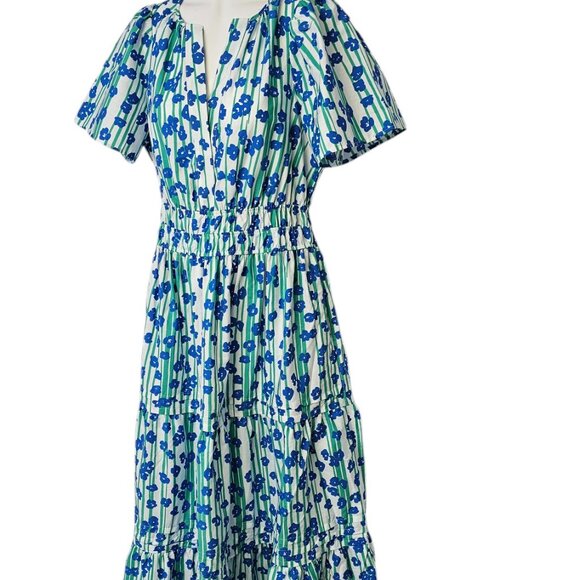 Anthropologie The Somerset Maxi Dress, Short Sleeve, Smocked, Tiered, Floral, L - Picture 4 of 7